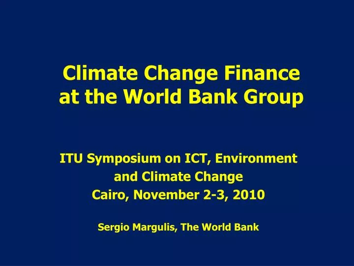climate change finance at the world bank group