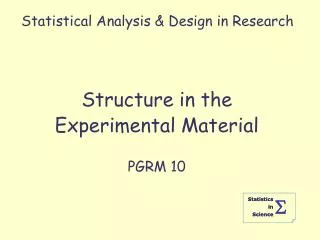 Statistical Analysis &amp; Design in Research