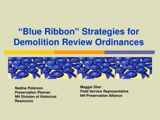 “Blue Ribbon” Strategies for Demolition Review Ordinances