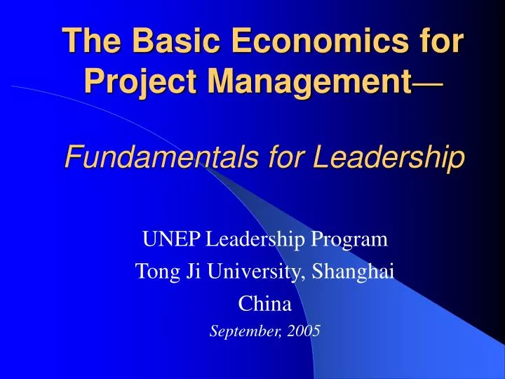 the basic economics for project management fundamentals for leadership