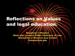 Reflections on Values and legal education.