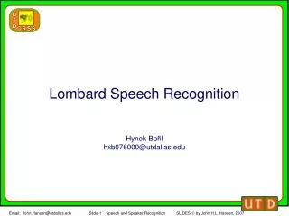 Lombard Speech Recognition