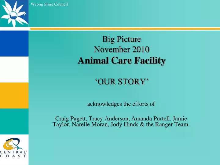 big picture november 2010 animal care facility our story
