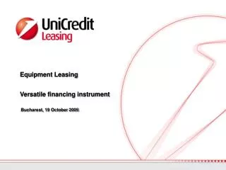 Equipment Leasing Versatile financing instrument