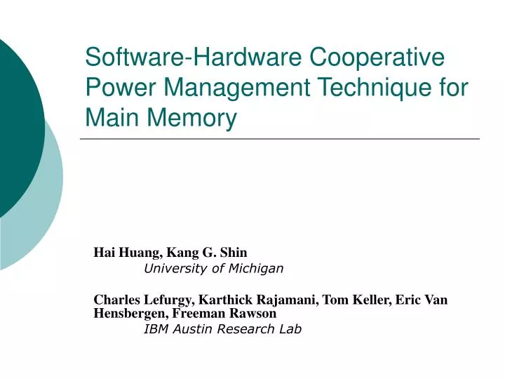 software hardware cooperative power management technique for main memory