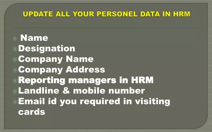 update all your personel data in hrm