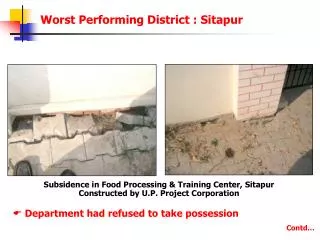 Subsidence in Food Processing &amp; Training Center, Sitapur Constructed by U.P. Project Corporation