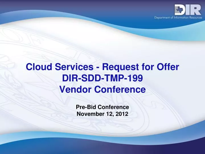 cloud services request for offer dir sdd tmp 199 vendor conference