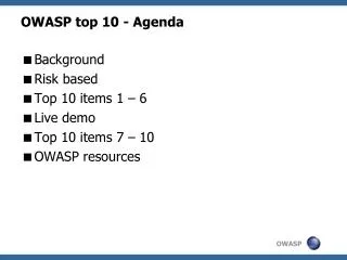 OWASP top 10 - Agenda