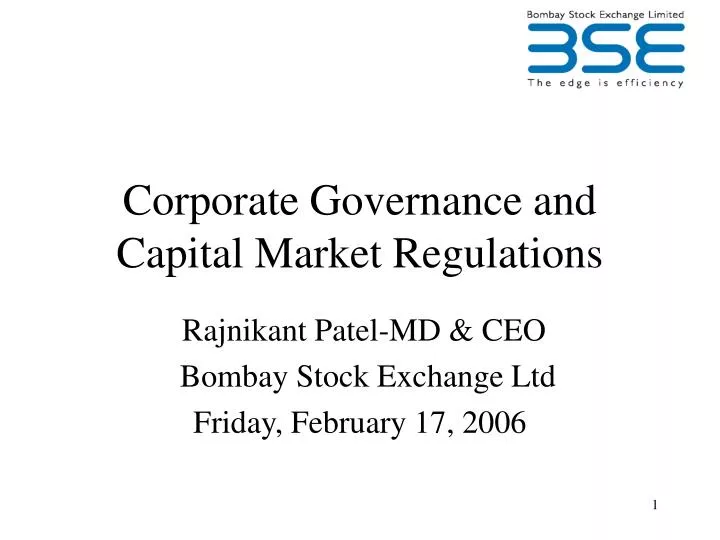 corporate governance and capital market regulations