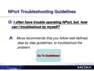 NPort Troubleshooting Guidelines