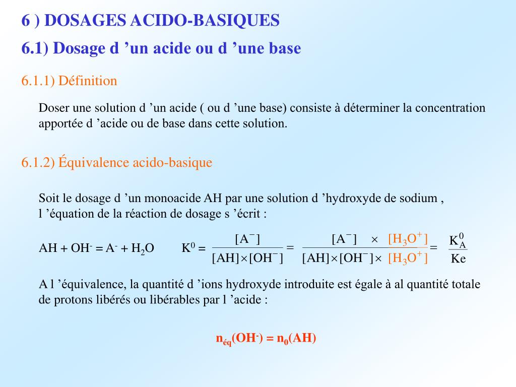 PPT 6 ) DOSAGES ACIDOBASIQUES PowerPoint Presentation, free download — free download