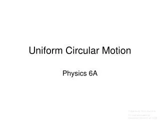 Uniform Circular Motion