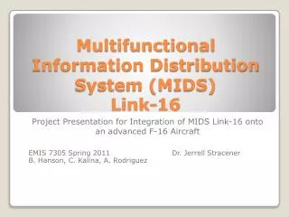 Multifunctional Information Distribution System (MIDS) Link-16