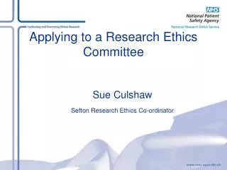 Applying to a Research Ethics Committee