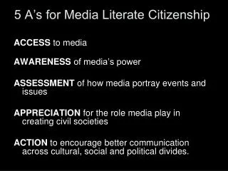 5 A’s for Media Literate Citizenship
