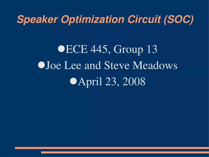 speaker optimization circuit soc