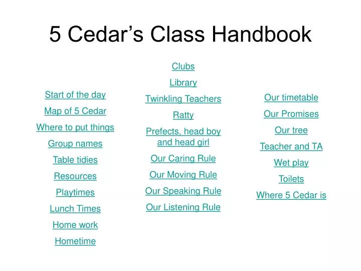 5 cedar s class handbook