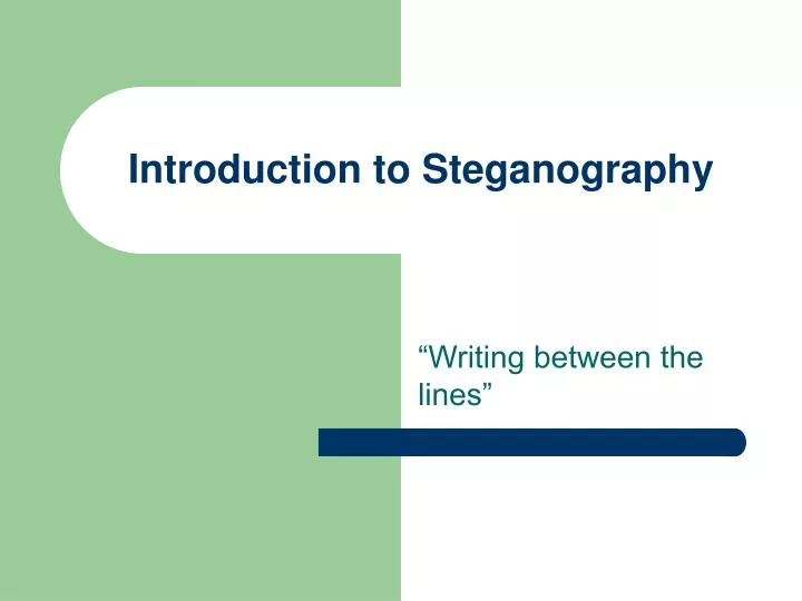 introduction to steganography
