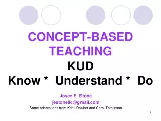 CONCEPT-BASED TEACHING KUD Know * Understand * Do