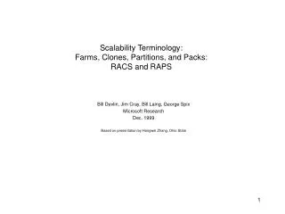 Scalability Terminology: Farms, Clones, Partitions, and Packs: RACS and RAPS
