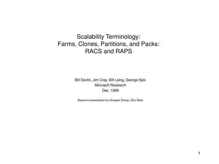 scalability terminology farms clones partitions and packs racs and raps