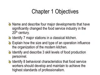 Chapter 1 Objectives