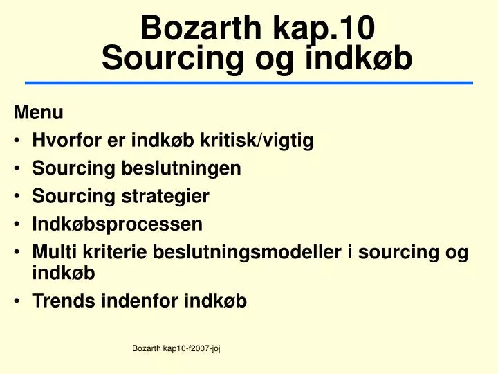 bozarth kap 10 sourcing og indk b