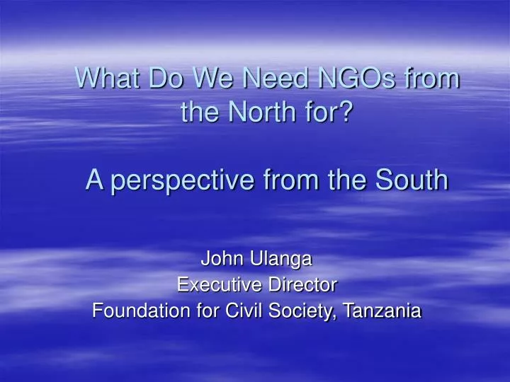 what do we need ngos from the north for a perspective from the south