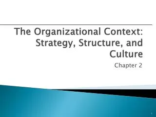 The Organizational Context: Strategy, Structure, and Culture