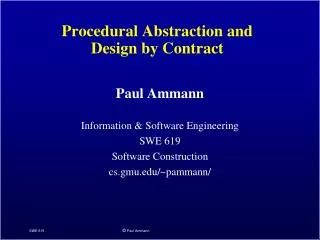 Procedural Abstraction and Design by Contract