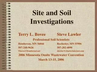 Site and Soil Investigations