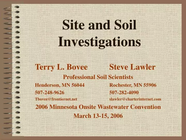site and soil investigations