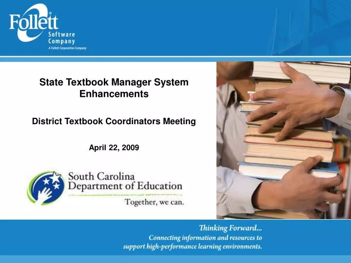 state textbook manager system enhancements district textbook coordinators meeting april 22 2009