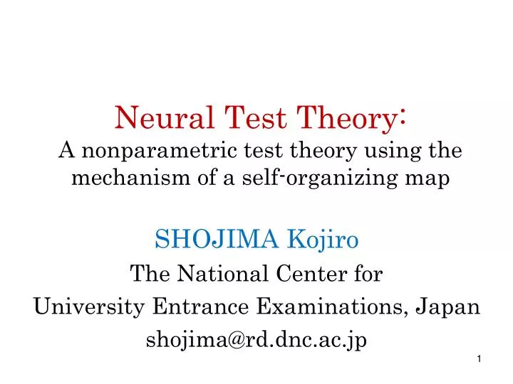 neural test theory a nonparametric test theory using the mechanism of a self organizing map