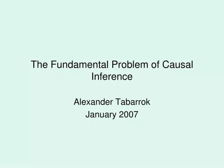 the fundamental problem of causal inference