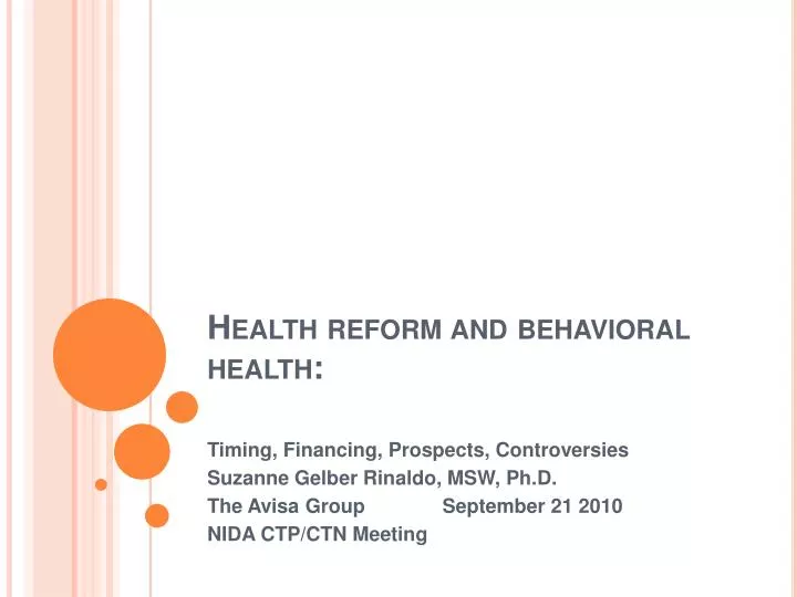 health reform and behavioral health