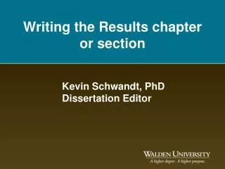 Writing the Results chapter or section