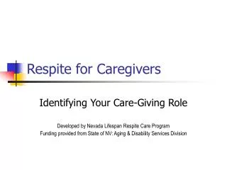 Respite for Caregivers