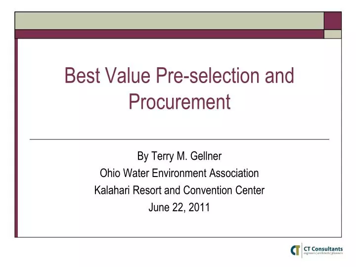 best value pre selection and procurement