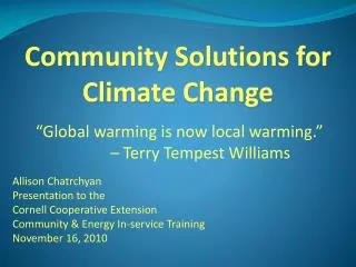 Community Solutions for Climate Change
