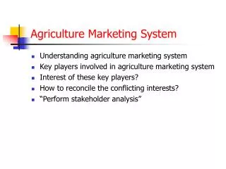 Agriculture Marketing System