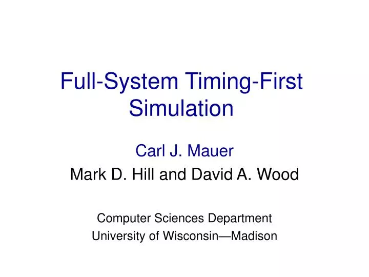 full system timing first simulation
