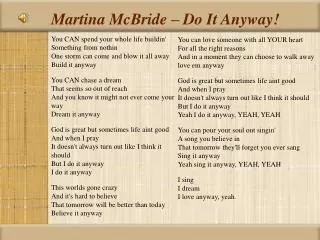 Martina McBride – Do It Anyway!