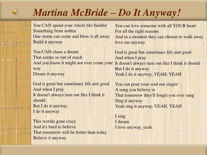 martina mcbride do it anyway