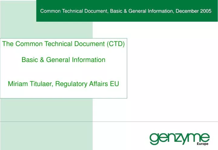 common technical document basic general information december 2005