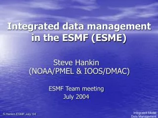 Integrated data management in the ESMF (ESME)