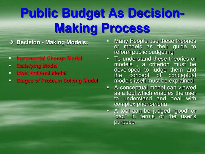 public budget as decision making process