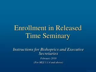 enrollment in released time seminary