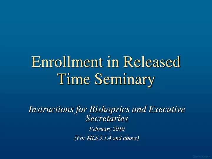 enrollment in released time seminary